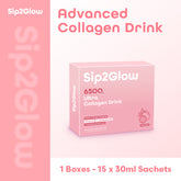 Sip2Glow Ultra Collagen Drink - 15 Sachets Trial Pack with 6500mg Korean Collagen Tripeptide
