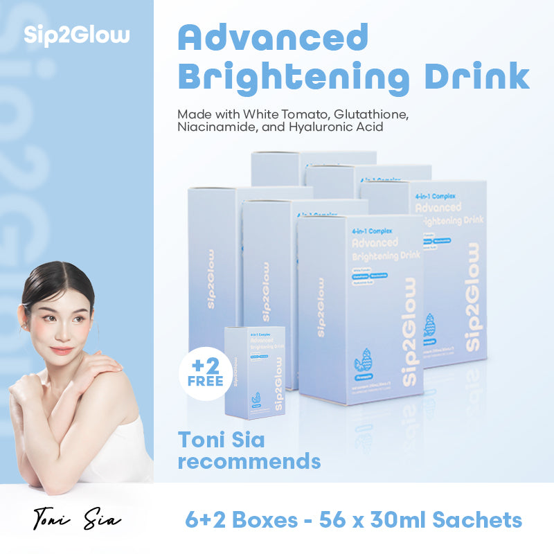 [B6G2] Sip2Glow Premium Brightening Drink with Glutathione and Niacinamide for Glass Skin - 56 Bags