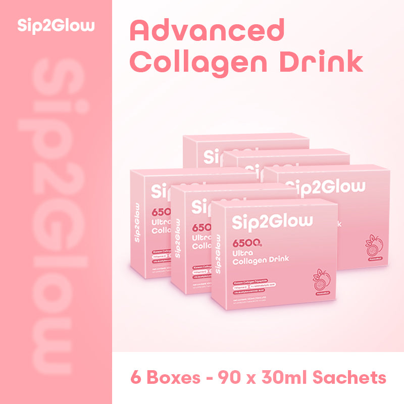 [6B]Sip2Glow Ultra Collagen Drink - 6-Box Bundle (90 Sachets) | High-Potency Collagen Support