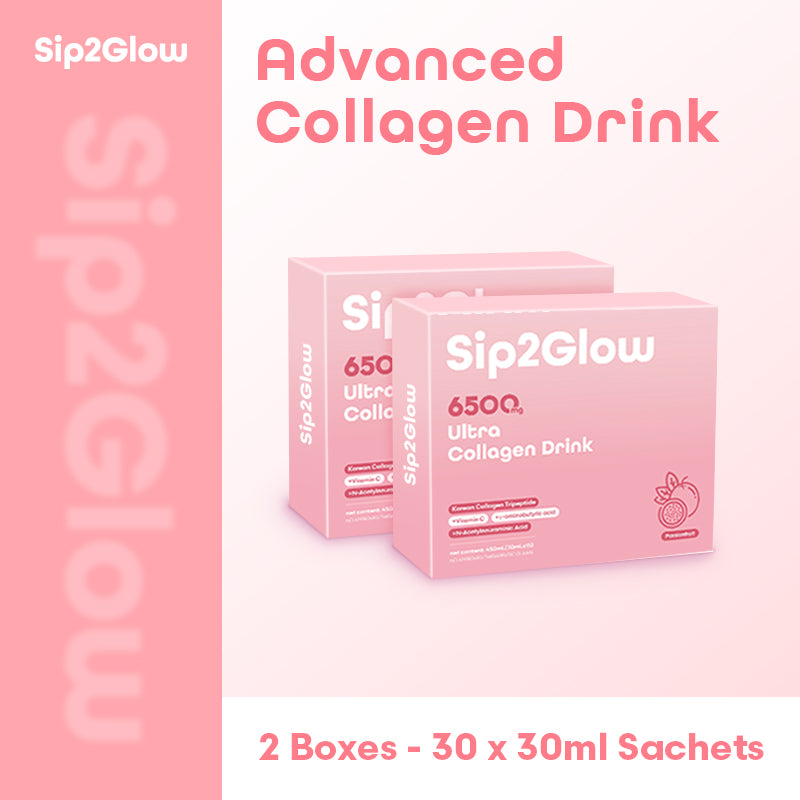 [2B] Sip2Glow Ultra Collagen Drink - 15 Sachets Trial Pack with 6500mg Korean Collagen Tripeptide